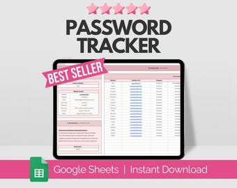 Password Tracker Spreadsheet Google Sheets, Password Keeper, Password Digital, Password Manager, Password Log Template, Accounts Tracker