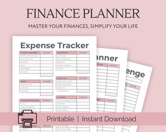 Income & Expense Tracker, Monthly Budget Planner Printable, Financial Planner, Money Tracker, A4/A5/Letter/Half Size, Instant Download PDF