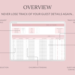 Wedding Guest Tracker & Seating Chart for Google Sheets, Wedding Planer, Guest List Template, RSVP Tracker, Invitation Tracker, Wedding Seat image 2