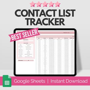 Contact List, Google Sheets, Address Book, Address Sheet, Contact Organizer, Emergency List, Client Tracker, Contact Information Digital Log