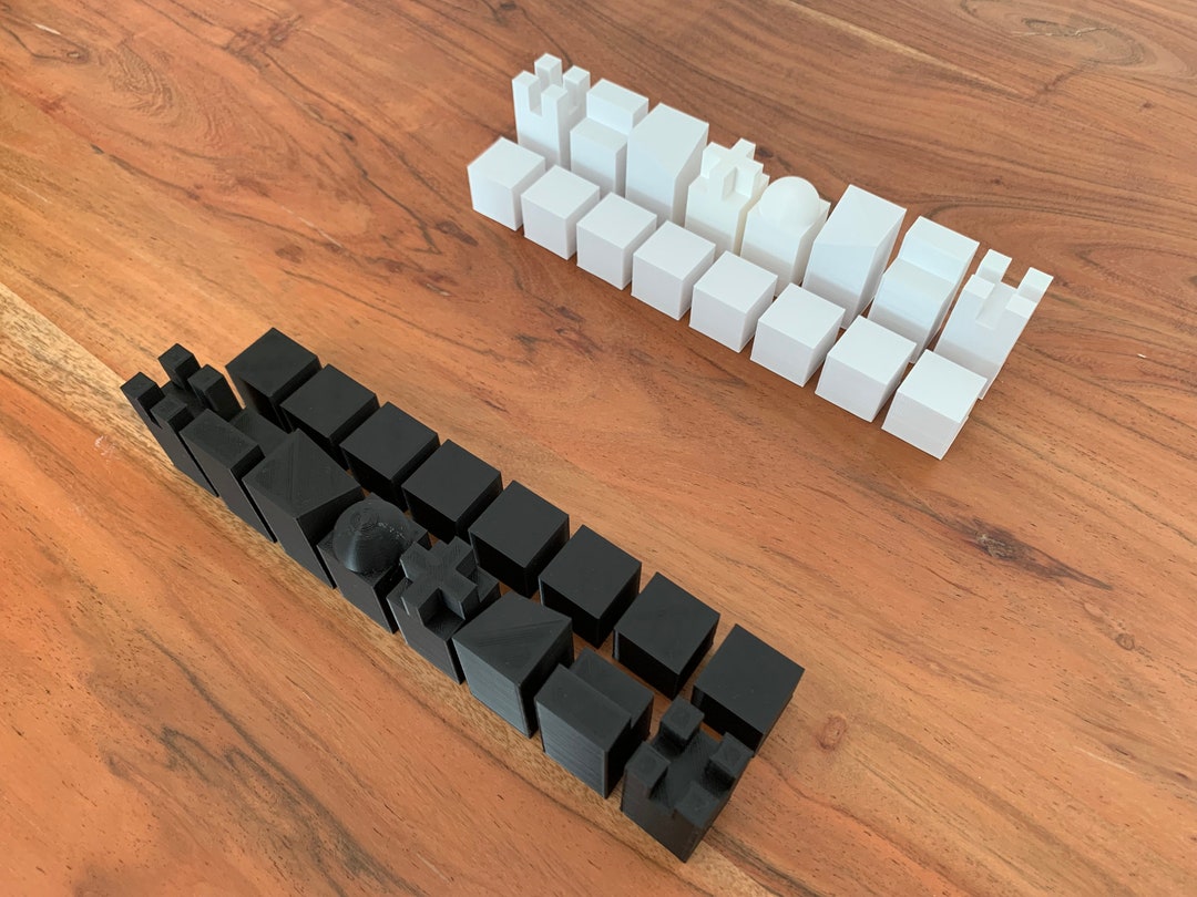 Chess Set Bauhaus 2 Style PLA 3d Printing Black White Etsy