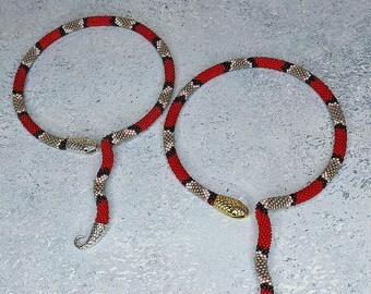 Snake Asp Choker Necklace /Iridescent Braided  red Snake Necklace - Exquisite Choker for Stylish Women