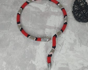 Chic Iridescent Snake Choker Necklace /Iridescent Braided  red Snake Necklace - Exquisite Choker for Stylish Women