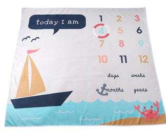 Baby Milestone Seaside Mat Blanket with Gift Box | 100cm x 90cm