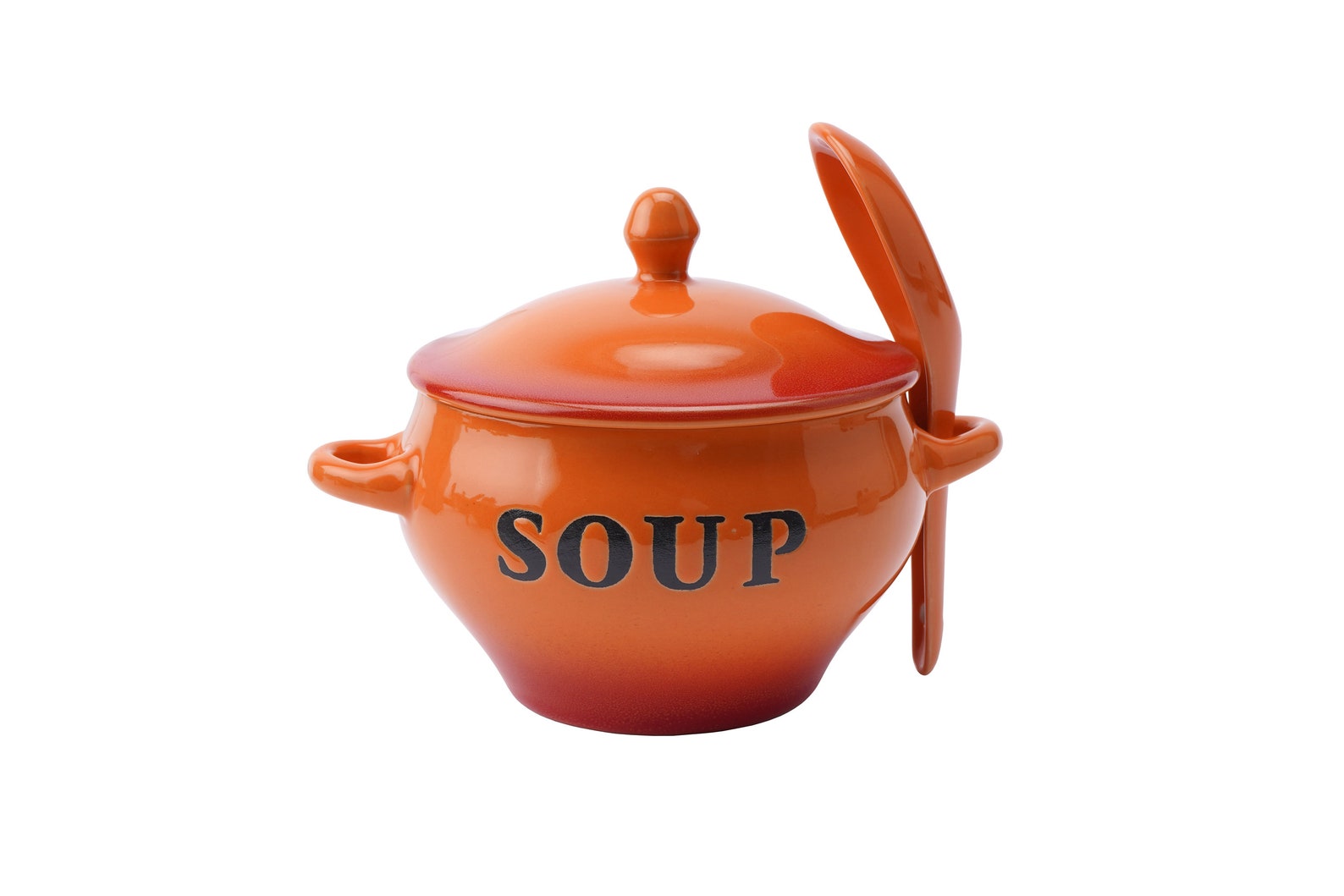 Orange Ceramic Soup Bowl With Ceramic Spoon and Gift Box Etsy