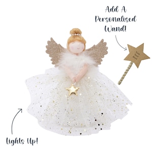Gold Blonde Light Up Angel Christmas Tree Topper + Includes Batteries | Size: 18cm