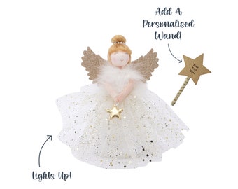 Gold Blonde Light Up Angel Christmas Tree Topper + Includes Batteries | Size: 18cm