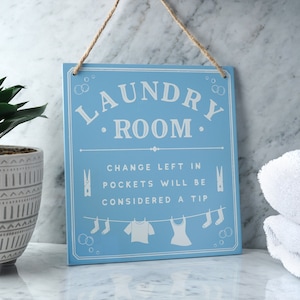 Waschküche Türschild | Blau | Wohnaccessoire | Geschenk für Zuhause