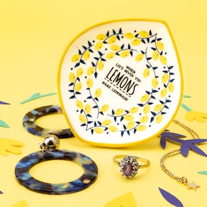 Lemon Trinket Dish | ’When Life Gives You Lemons’ | Ring Earrings Jewellery Holder | Gift Box