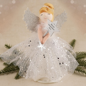 Light Up Silver Angel Christmas Tree Topper (Batteries Included)