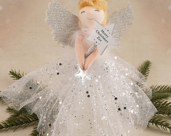 Light Up Silver Angel Christmas Tree Topper (Batteries Included)