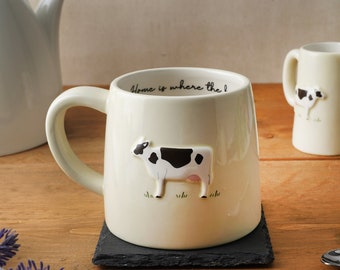 Bramble Farm Dairy Cow Stoneware Mug | Gift Boxed | Artisan Coffee & Tea Cup | Rustic Farmhouse Design | Ideal Gift