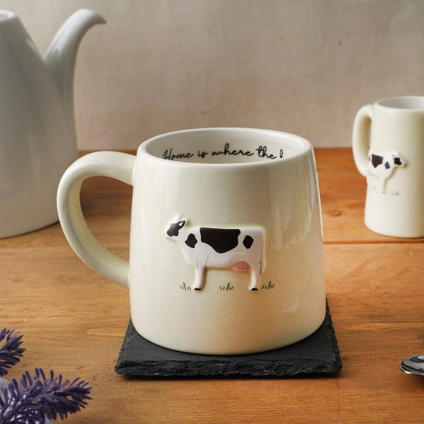 Bramble Farm Dairy Cow Stoneware Mug | Gift Boxed | Artisan Coffee & Tea Cup | Rustic Farmhouse Design | Ideal Gift