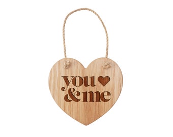 Oak Heart Hanger - 'You And Me' | Perfect Gift | Home Decor | Love | Sentiment