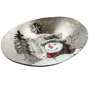 Jolly Snowman Large Oval Glass Bowl