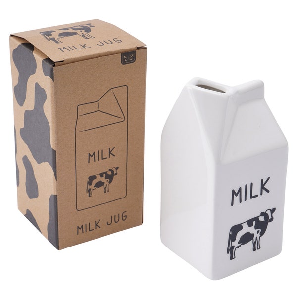 Cow Ceramic Milk Carton Table Milk Jug in Gift Box | Country Kitchen | Homeware | Gifts for Home | Farm Kitchen