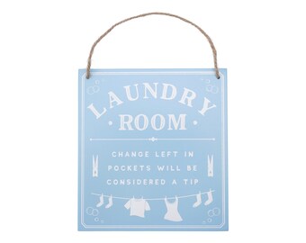 Laundry Room Door Hanging Sign | Blue | Home Accessory | Gift For Home