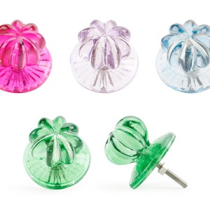 Set of 4 | Green, Purple, Pink and Blue Glass Melon Shaped Drawer Pulls • Cabinet Pull • DIY Upcycle • Home Improvement • Rennovations