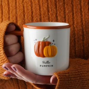 Taza de cerámica "Hello Pumpkin" para la temporada de acurrucarse