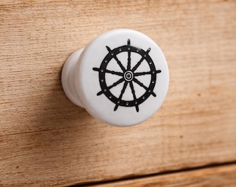 Nautical Wheel Drawer Pulls | Shabby Chic Cabinet Knobs, Set of 2