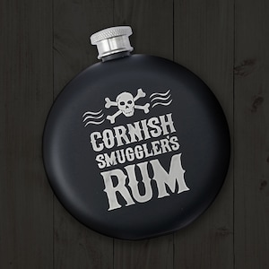 Cornish Smuggler's Rum Black 6oz Hip Flask