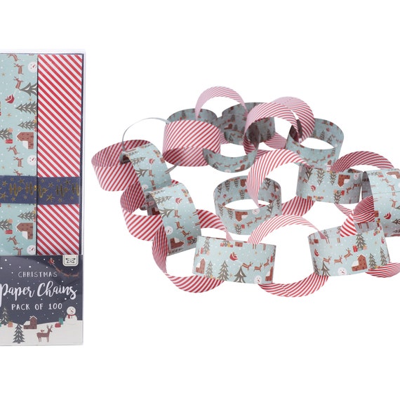 Confezione da 100 catenelle di carta natalizie / 2 modelli / Lunghezza: 5 m / Decorazione natalizia / Regalo per la casa - Italia