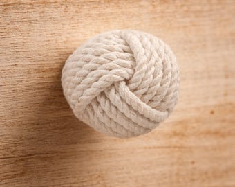 Set of 2 Cream Jute Rope Knot Drawer Pull