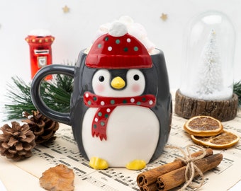 Christmas Penguin Snack Cookie and Biscuit Mug Gift Boxed | Artisan Coffee & Tea Cup | Ideal Gift