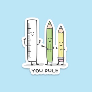 Pack of 3 | &#39;You Rule&#39; | Novelty Sticker | Laptop | Notebook | Phone | Planner | Bottle | Scrapbook | Funny Pun Sticker