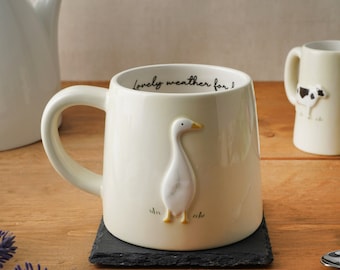 Tazza in gres Bramble Farm Duck / Confezione regalo / Tazza artigianale per caffè e tè / Design rustico rustico / Regalo ideale