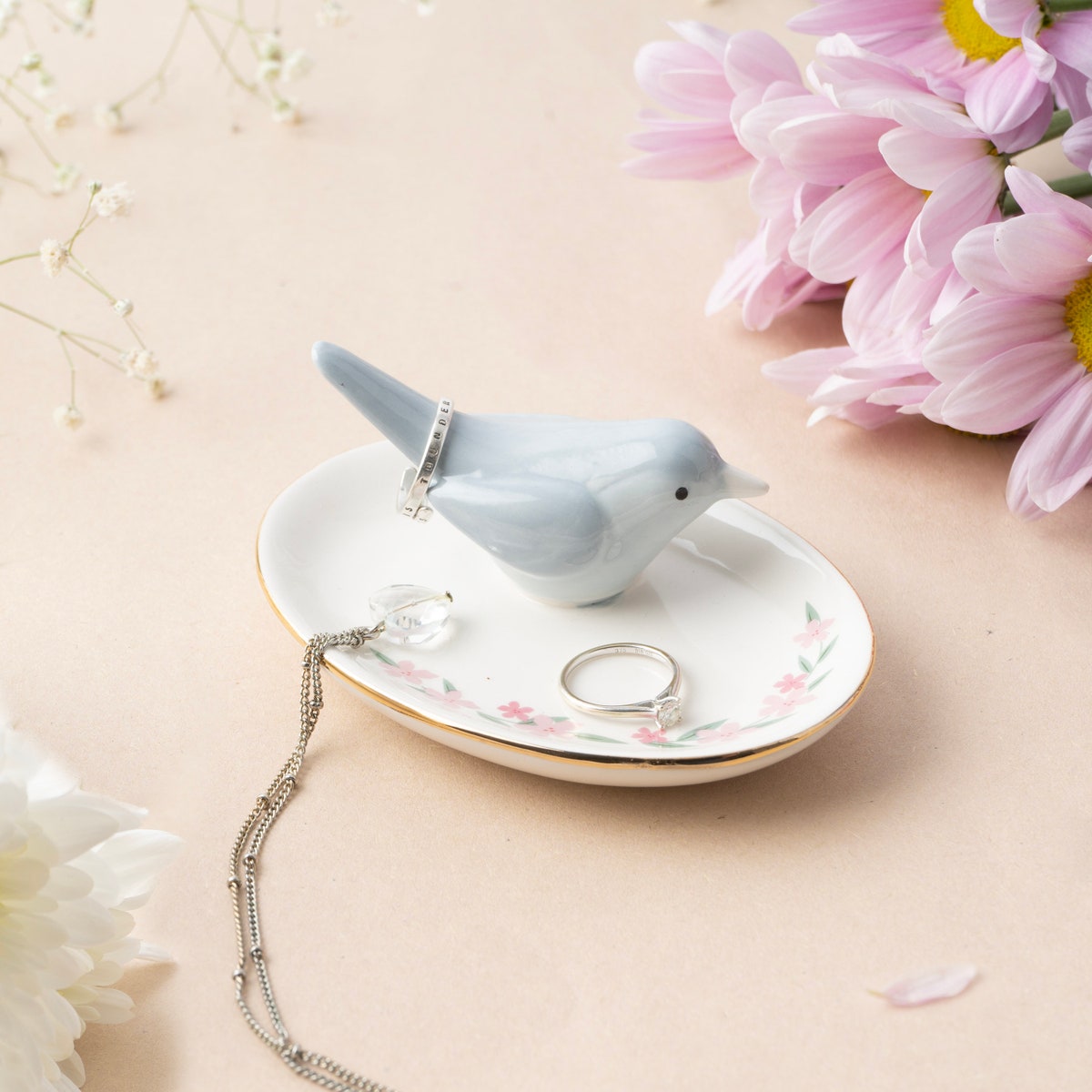 The Flower Market Bird Ring Holder Dish in Gift Box - Etsy