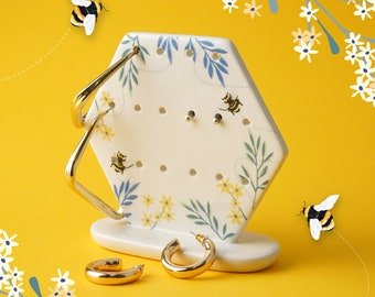 The Beekeeper Ceramic Earring Holder In Gift Box