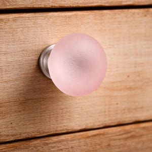 Set of 2 Pink Frosted Glass Drawer Pulls | Cabinet Knobs
