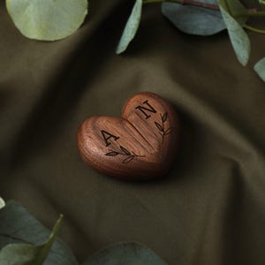 Personalised Initials Wooden Heart Ring Box | Engagement | Wedding Ring | Keepsake