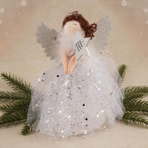 Silver Light Up Angel Tree Topper | Battery Powered Christmas Decoration