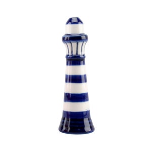 Blue Lighthouse Nautical Ceramic Light Pull Handle | Coastal Nautical and Seaside Design Bathroom and Ceiling Light Pull