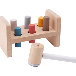 Little Tribe Wooden Hammer Work Bench | Building and Construction Pretend Play Set | 12 Months +