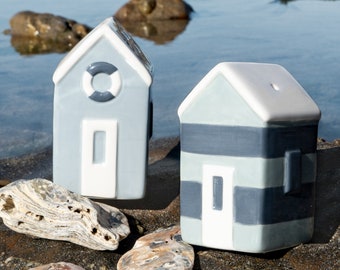 Beach Hut Salt and Pepper Shaker Pots • Gift Box • Kitchen Table Top Accessory • Gifts for Home