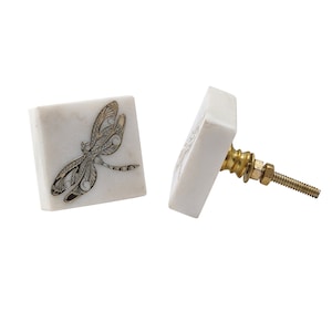 Set Of Two Dragonfly Marble Drawer Pull