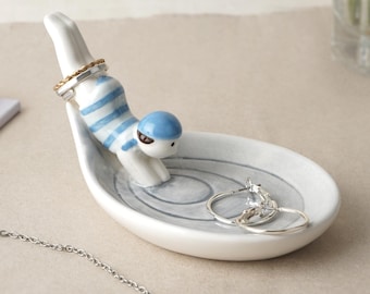 Portagioie in ceramica a forma di nuotatore / Portagioie nautico costiero