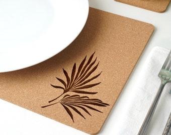 Mantel individual de corcho - Diseño de palmeras / Vajilla / Artículos para el hogar / Decoración del hogar / Náutico