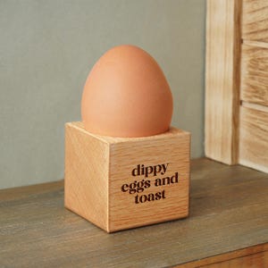 Loft &#39;Dippy Eggs And Toast&#39; Oak Egg Cup In Gift Box | Breakfast | Homeware | Kitchenware