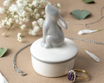 Send With Love Ceramic Stargazing Hare Trinket Pot