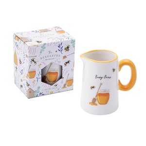 White Bee Design keramische melkkan in geschenkdoos