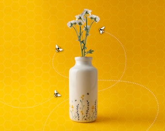 手描きの蜂の巣型花瓶、立体的なミツバチと桜の花 - Etsy 日本