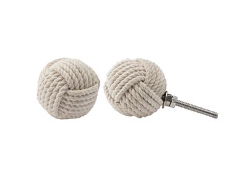 Set of 2 Cream Jute Rope Knot Drawer Pull