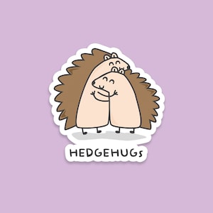 Pack of 3 | &#39;Hedgehugs&#39; | Novelty Sticker | Laptop | Notebook | Phone | Planner | Bottle | Scrapbook | Funny Pun Sticker