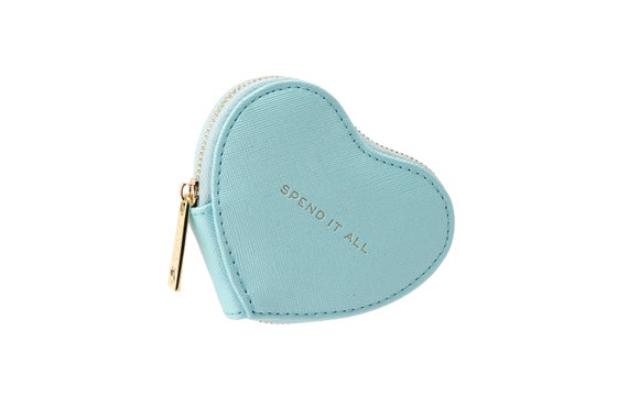 Sky Blue Heart Shape Coin Zip Purse Willow & Rose Handbag -  Hong Kong