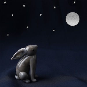 Grey Glass Stargazing Hare In Gift Box • Decoration • Ornament • Collectable • Gift For Home • Home Decor