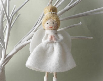 Felt Angel Christmas Ornament | Light Hair Holiday Decoration